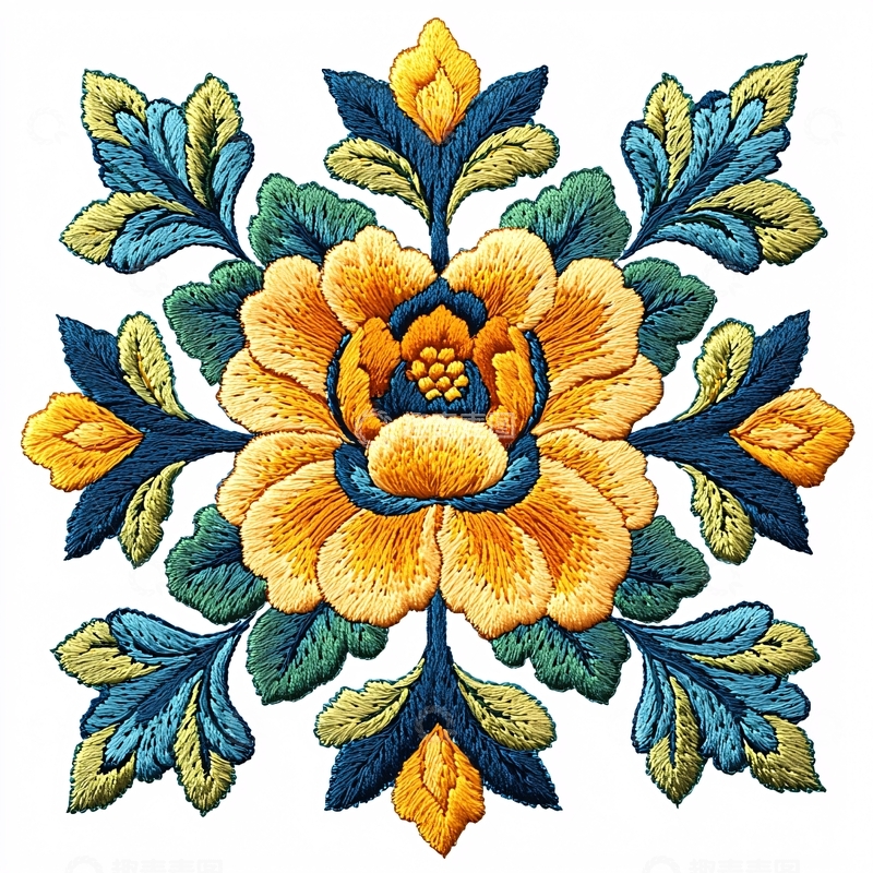 高清大图下载【趣麦麦图】精美刺绣花卉图案