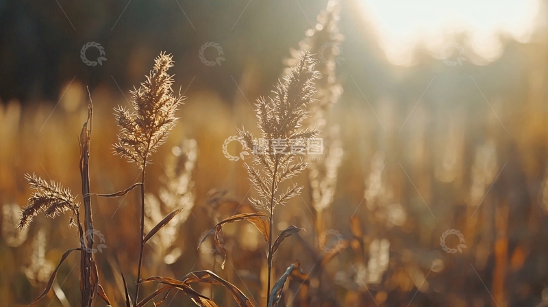 高清大图下载【趣麦麦图】逆光下的金色芦苇