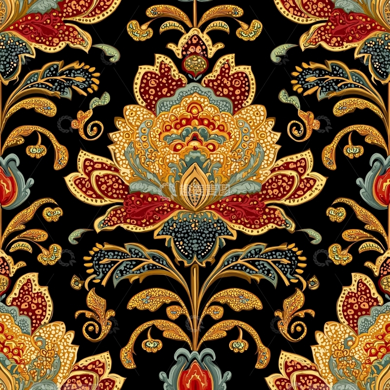 高清大图下载【趣麦麦图】暗黑系花卉纹样