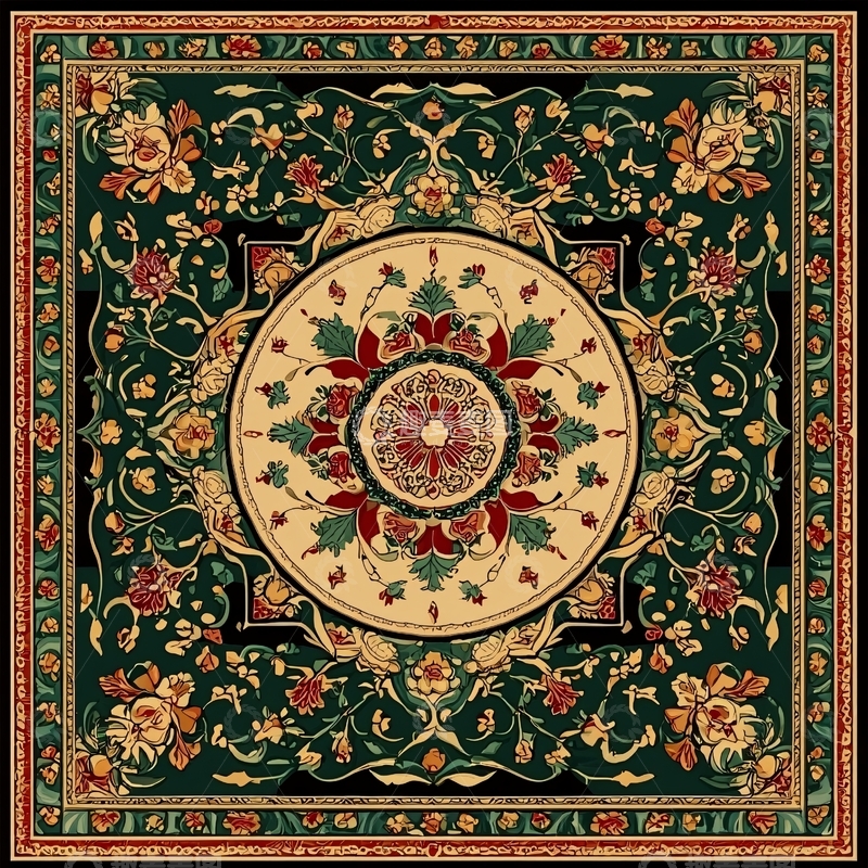 高清大图下载【趣麦麦图】精美复古花卉地毯图案