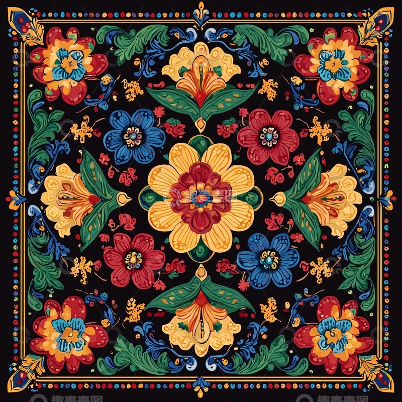 高清大图下载【趣麦麦图】色彩丰富的花卉装饰图案