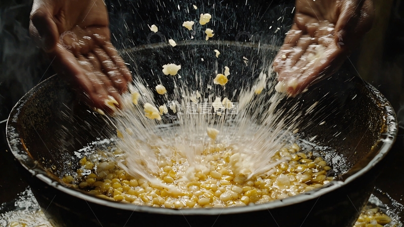 高清大图下载【趣麦麦图】双手制作爆米花