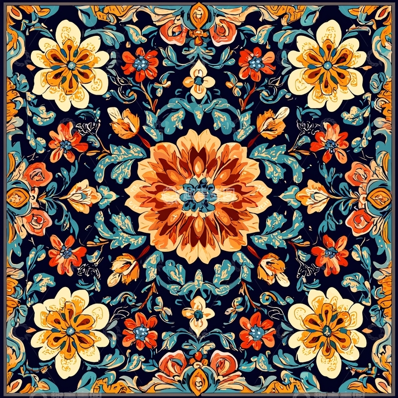 高清大图下载【趣麦麦图】对称花卉图案