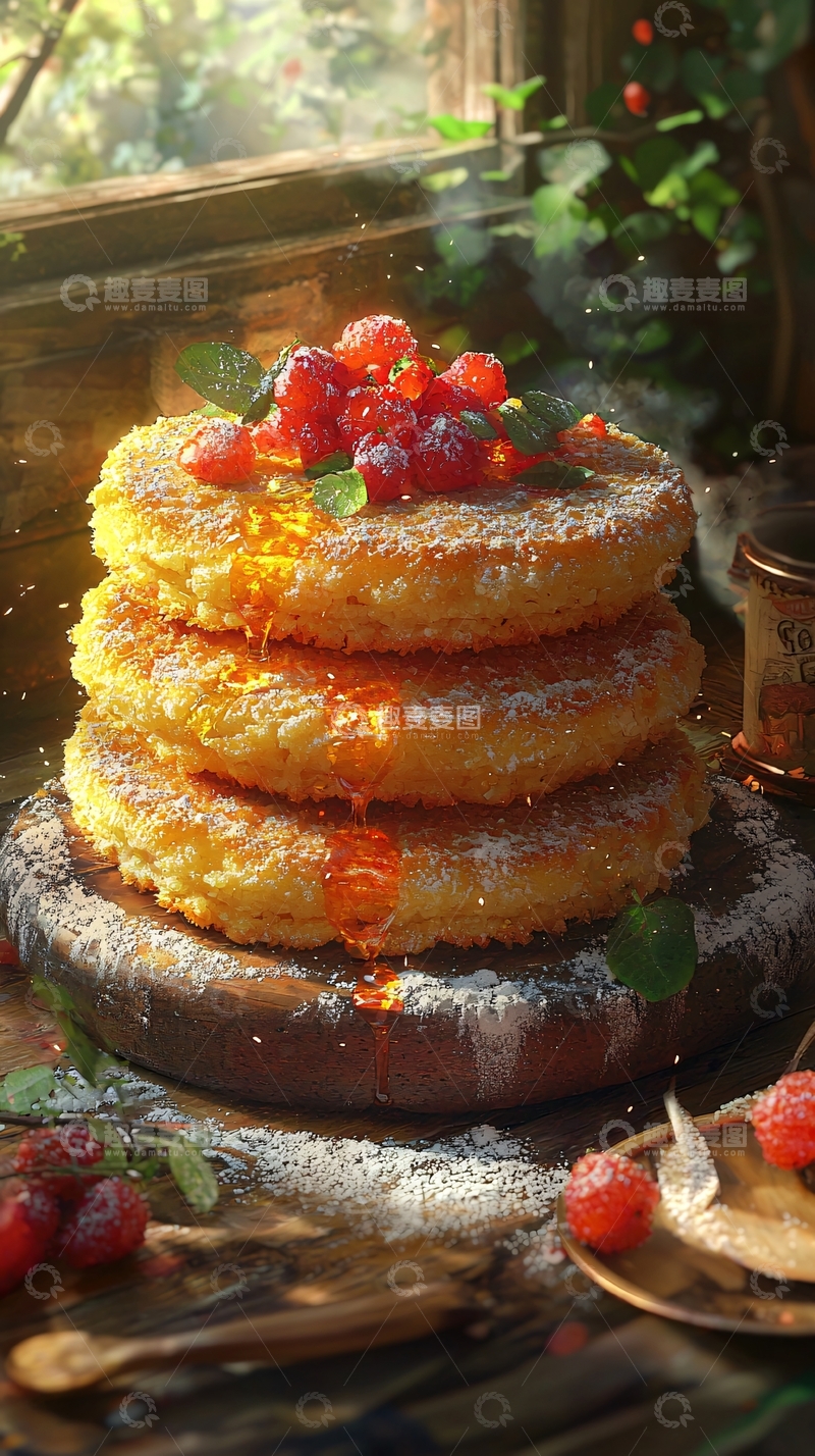 高清大图下载【趣麦麦图】阳光洒落在松饼上