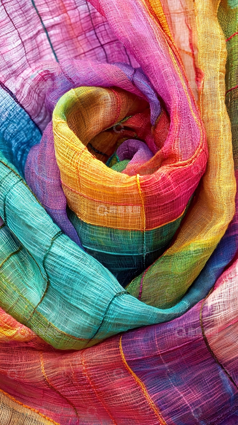 高清大图下载【趣麦麦图】彩虹条纹丝巾