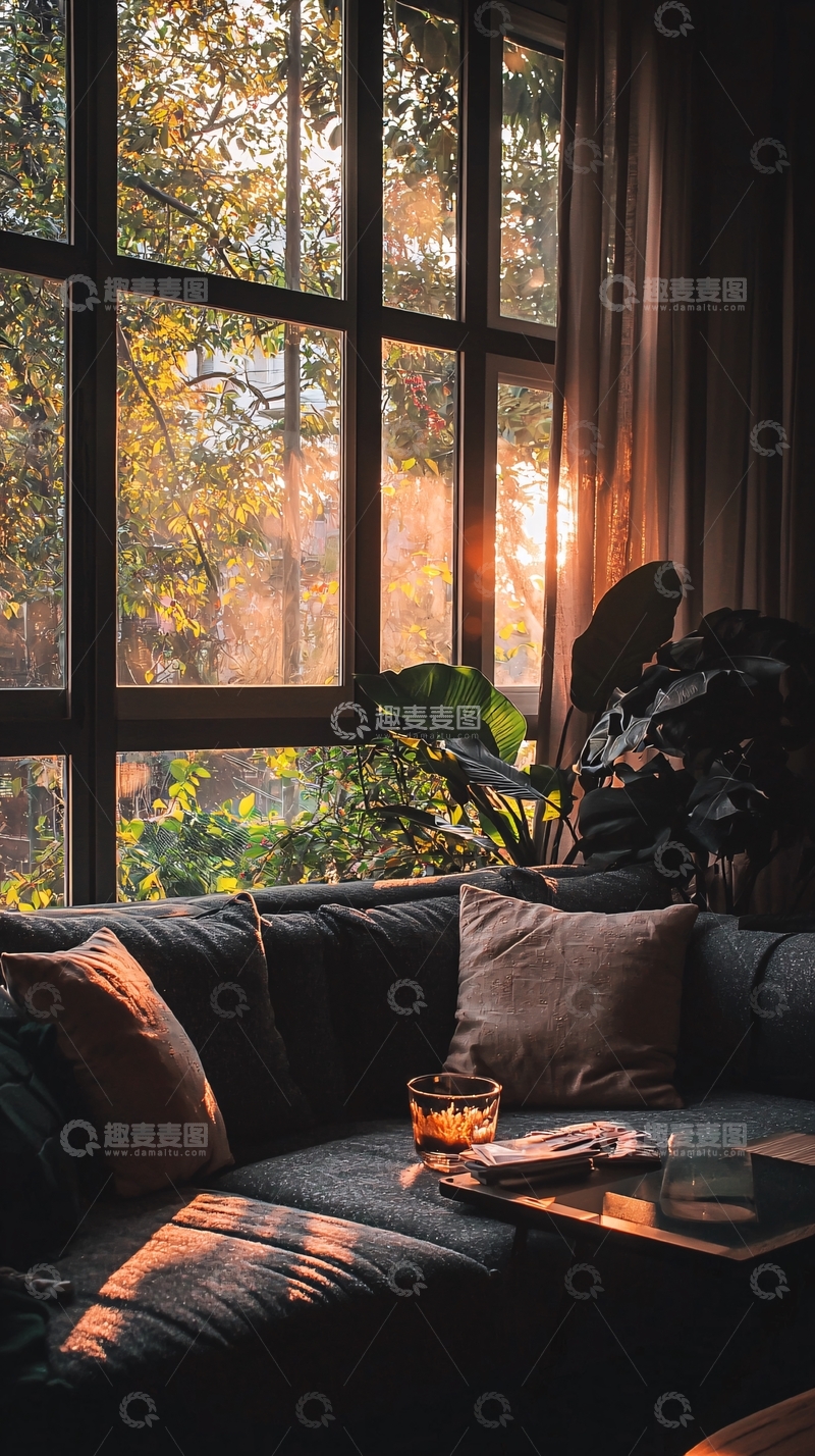 高清大图下载【趣麦麦图】阳光透过窗户洒在沙发上