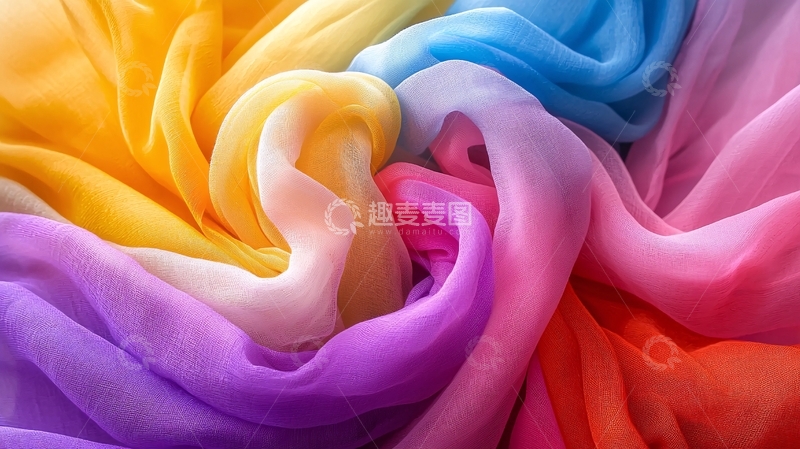 高清大图下载【趣麦麦图】彩虹渐变色轻纱面料