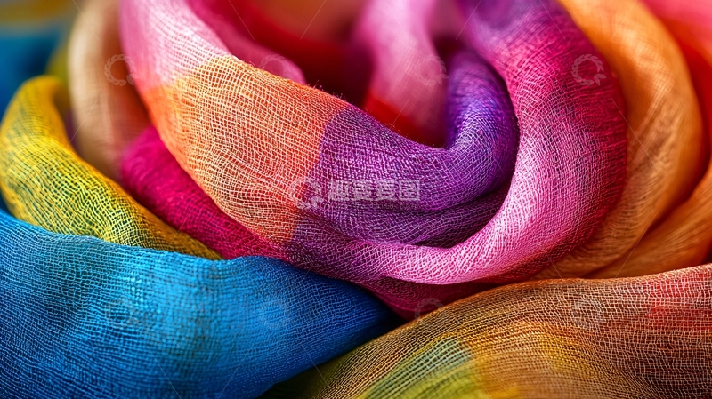 高清大图下载【趣麦麦图】彩色丝巾褶皱特写