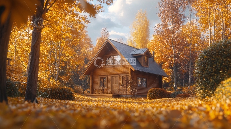 高清大图下载【趣麦麦图】秋日木屋
