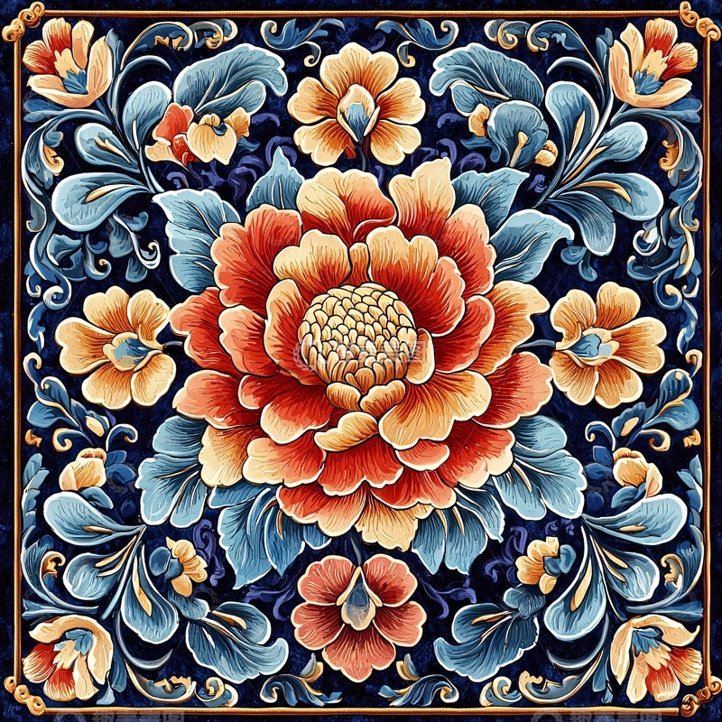 高清大图下载【趣麦麦图】绚丽绽放的中国风花卉图案