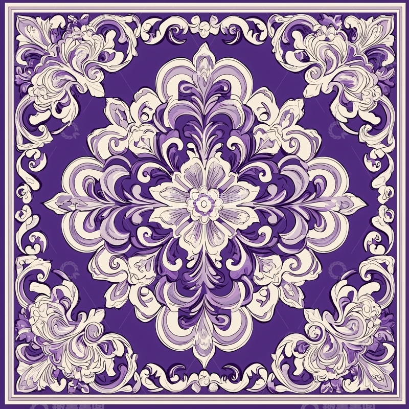 高清大图下载【趣麦麦图】紫色花卉对称图案