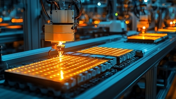 自动化生产线上电池板焊接