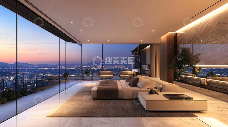 高清大图下载【趣麦麦图】现代简约落地窗卧室
