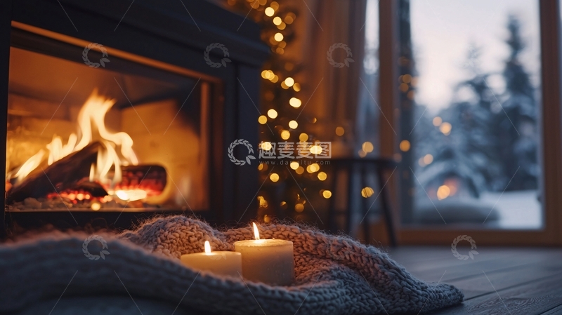 高清大图下载【趣麦麦图】温暖的壁炉