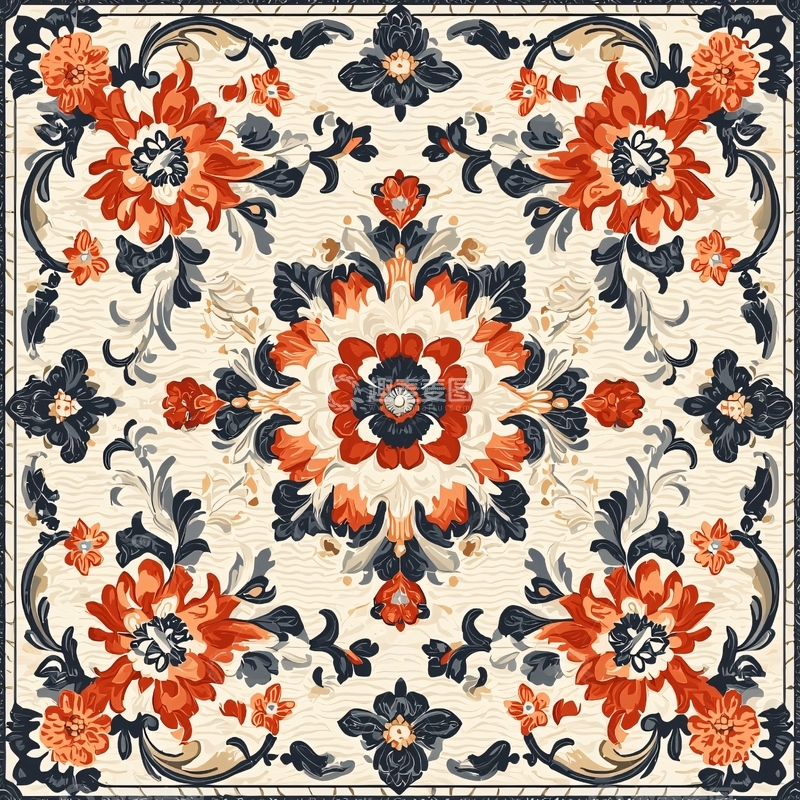 高清大图下载【趣麦麦图】精美复古对称花纹图案