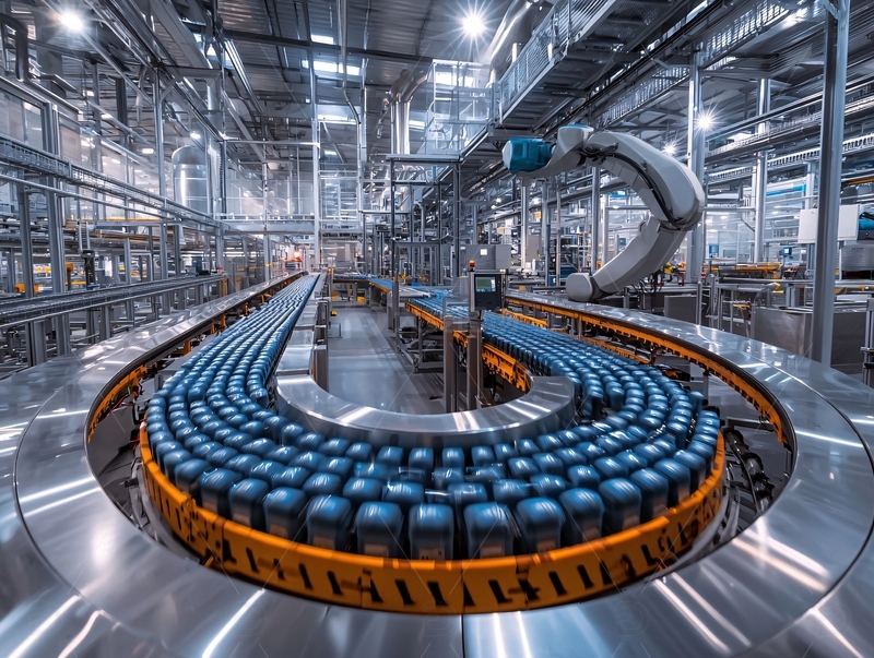 高清大图下载【趣麦麦图】工厂自动化生产线瓶子运输