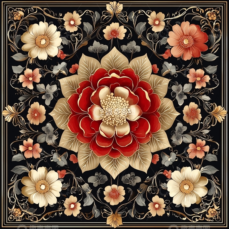 高清大图下载【趣麦麦图】花卉图案对称设计