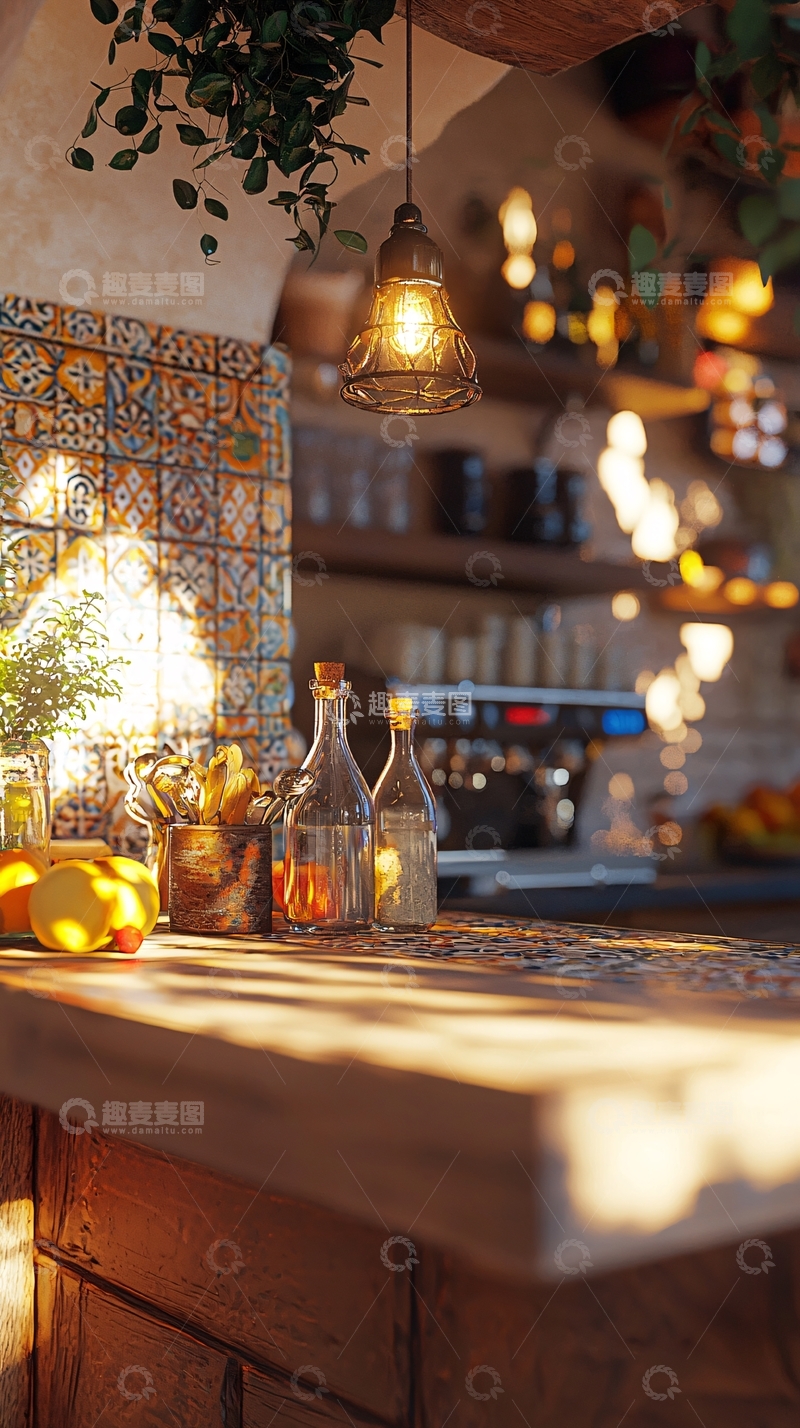 高清大图下载【趣麦麦图】温暖阳光下的复古酒吧