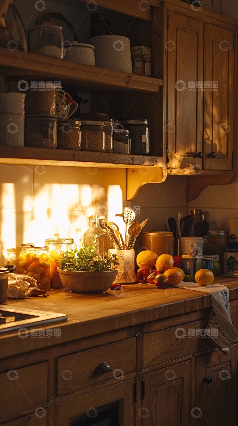 高清大图下载【趣麦麦图】温暖阳光下的乡村厨房