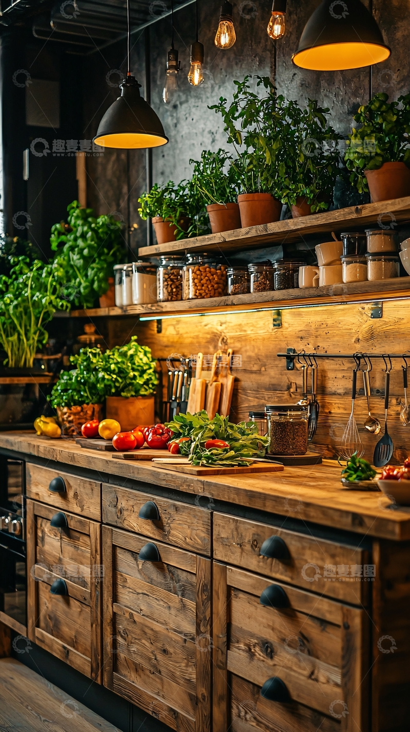 高清大图下载【趣麦麦图】原木厨房