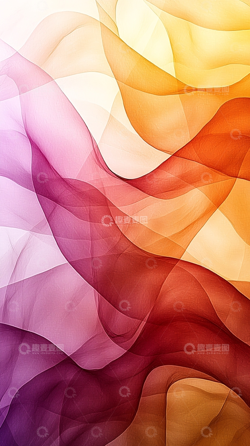 高清大图下载【趣麦麦图】彩色透明丝绸飘逸线条