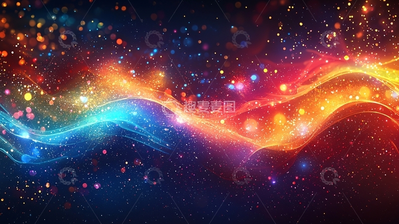 高清大图下载【趣麦麦图】炫彩粒子流光背景图