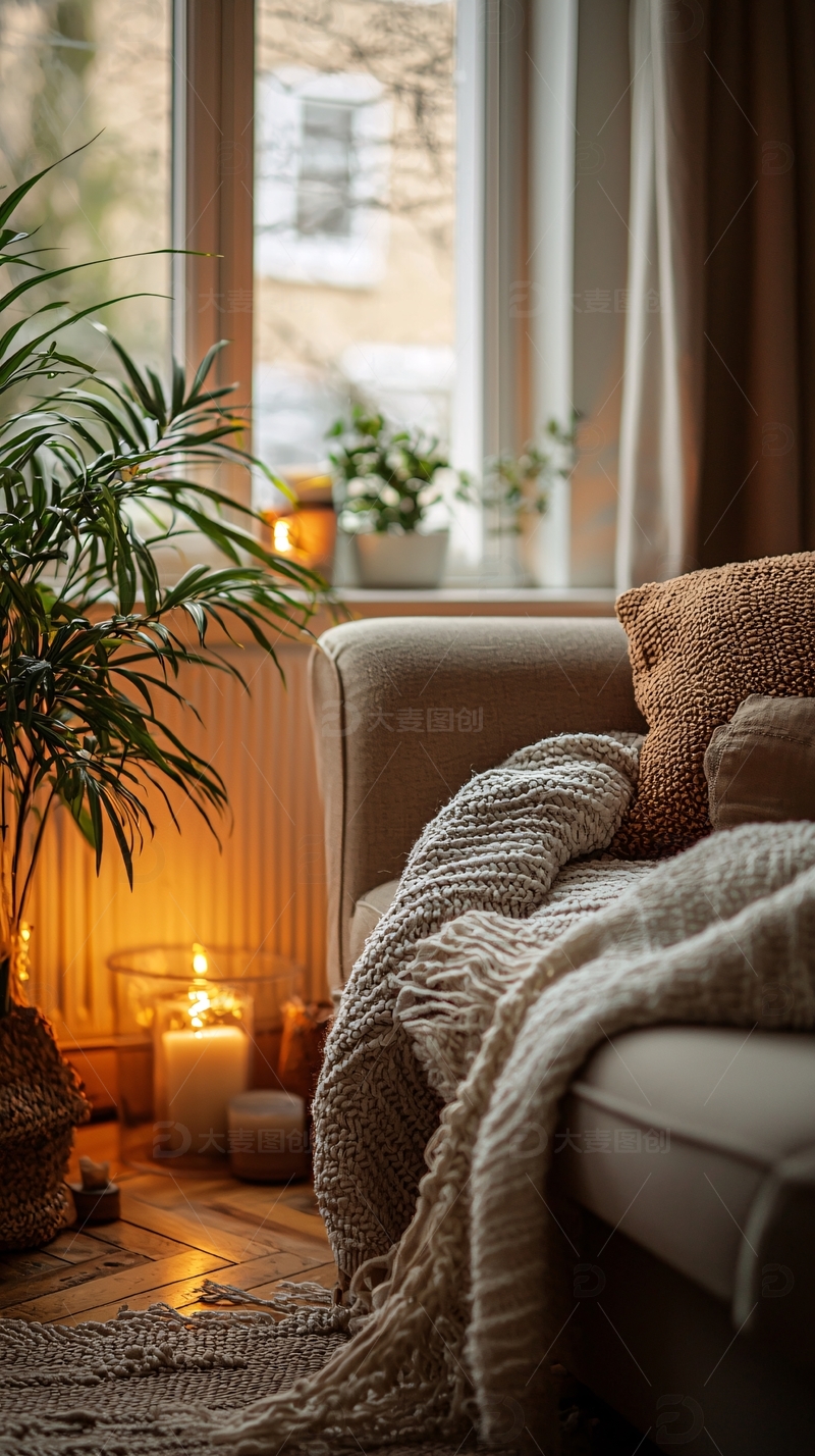 高清大图下载【趣麦麦图】温暖舒适的客厅角落