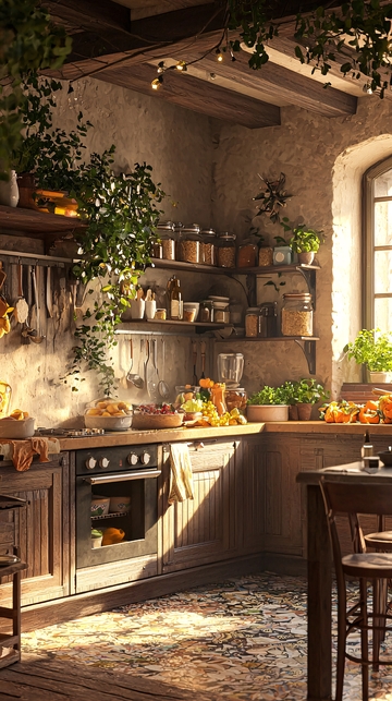 阳光洒满乡村厨房