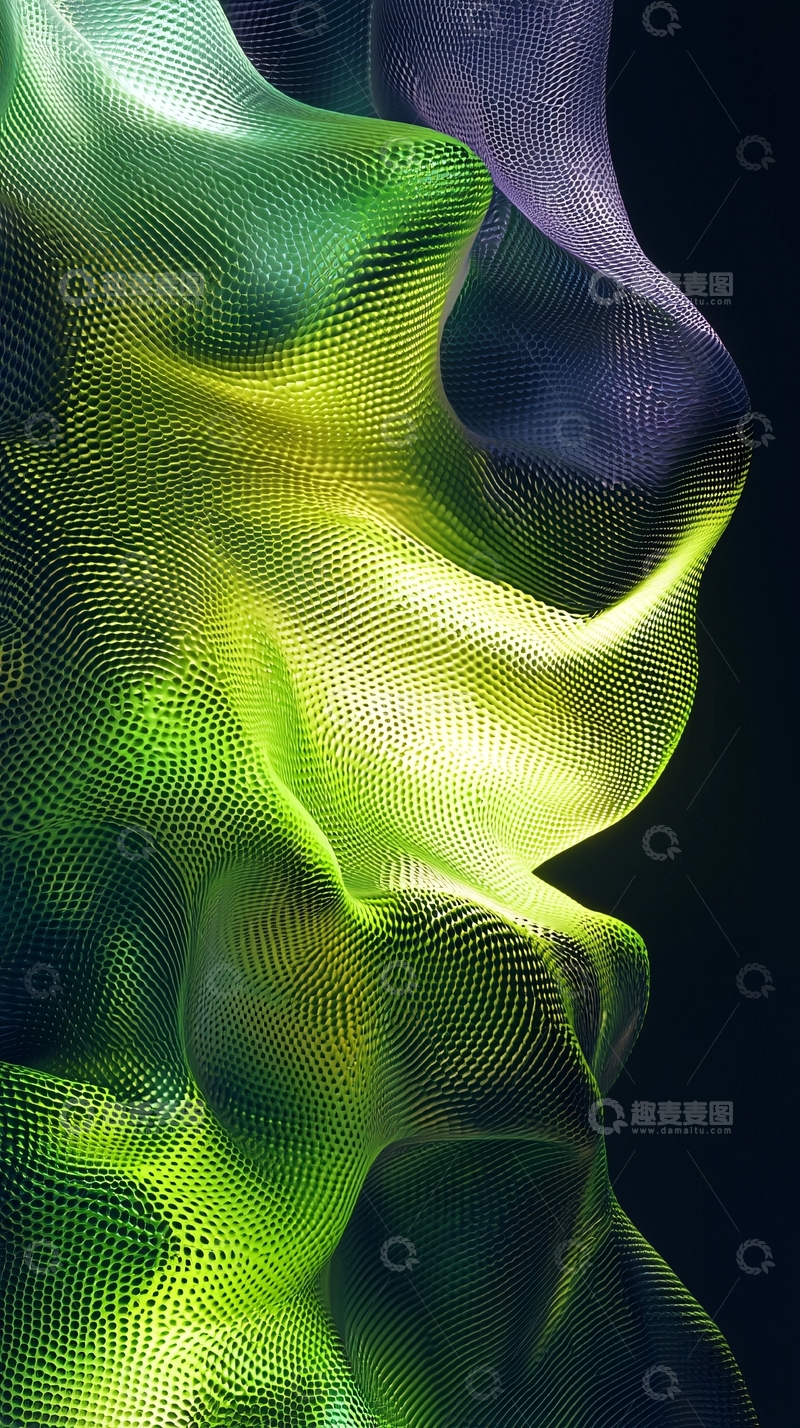 高清大图下载【趣麦麦图】抽象的绿色流体曲线