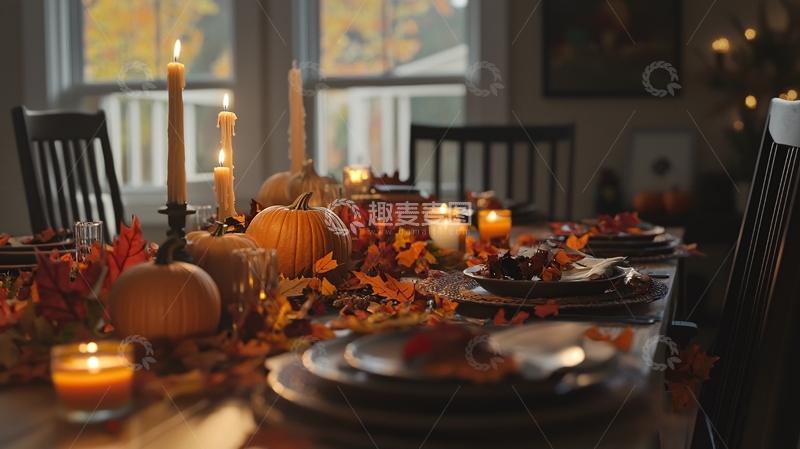 高清大图下载【趣麦麦图】温馨秋日感恩节餐桌