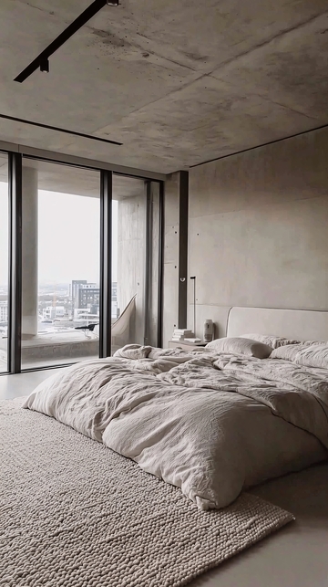 极简风卧室落地窗景观