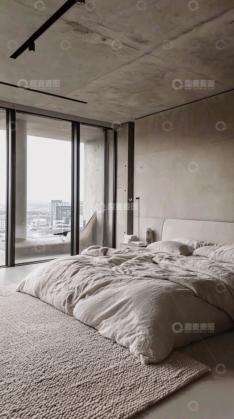 高清大图下载【趣麦麦图】极简风卧室落地窗景观