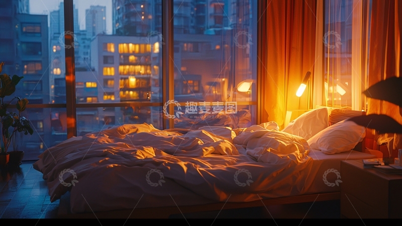 高清大图下载【趣麦麦图】夜景卧室