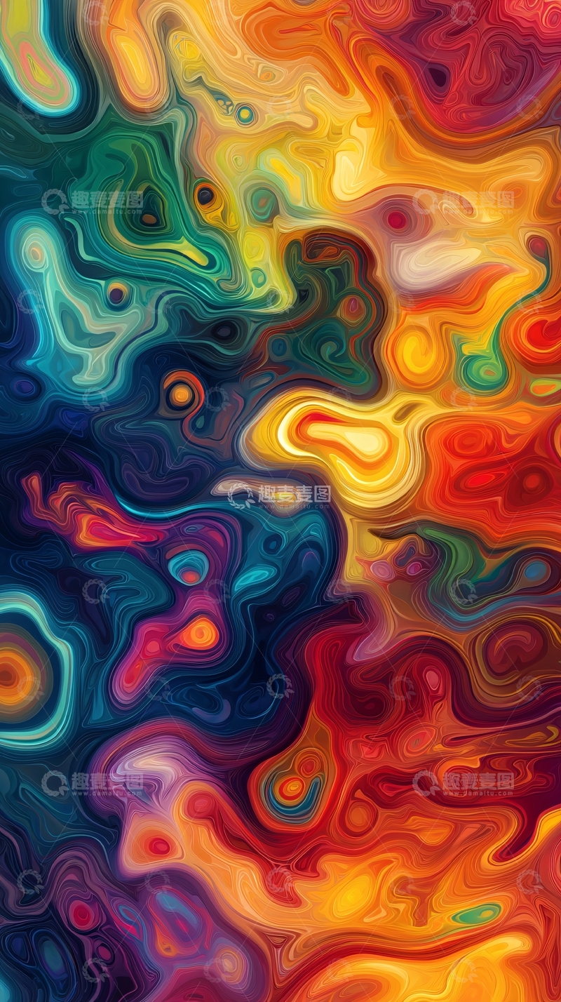 高清大图下载【趣麦麦图】抽象彩色油画