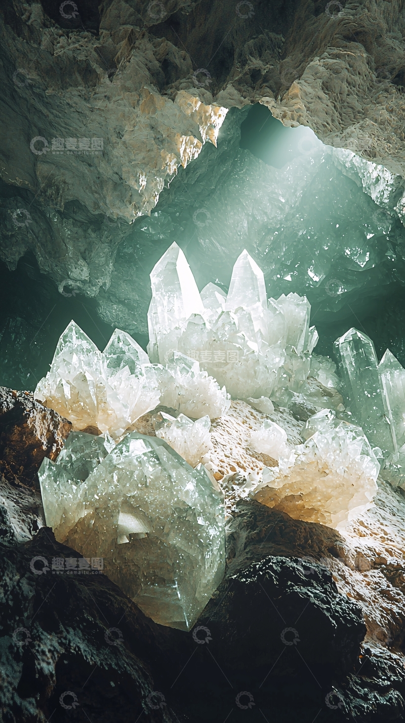 高清大图下载【趣麦麦图】洞穴中的巨大水晶群