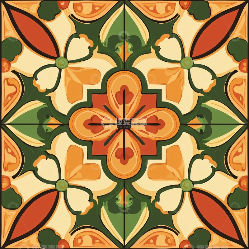 高清大图下载【趣麦麦图】花卉瓷砖图案
