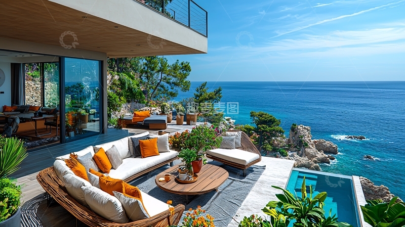 高清大图下载【趣麦麦图】海景别墅露台