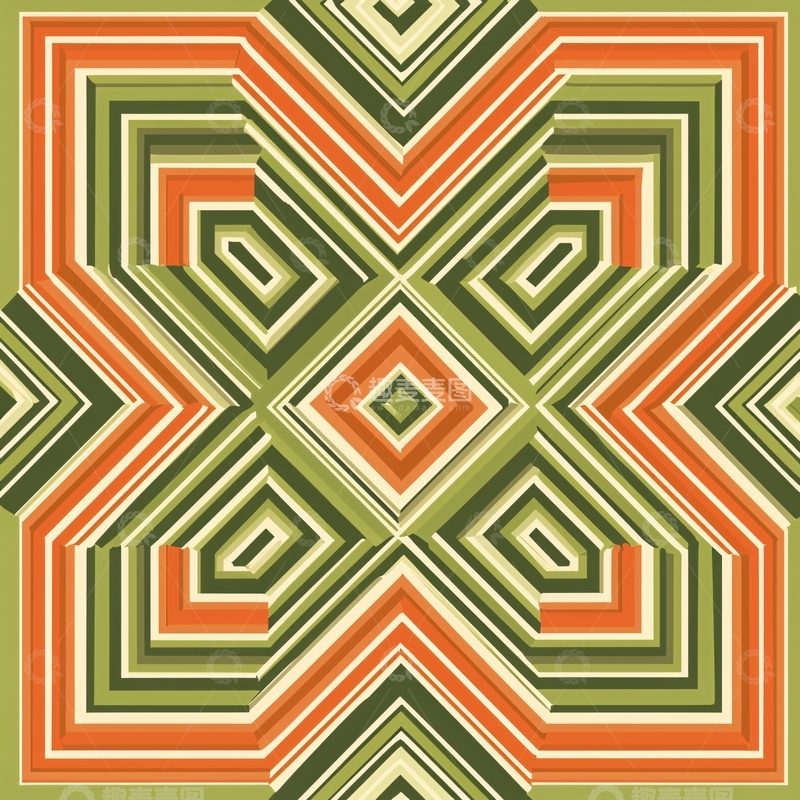 高清大图下载【趣麦麦图】绿色橙色相间的几何图案