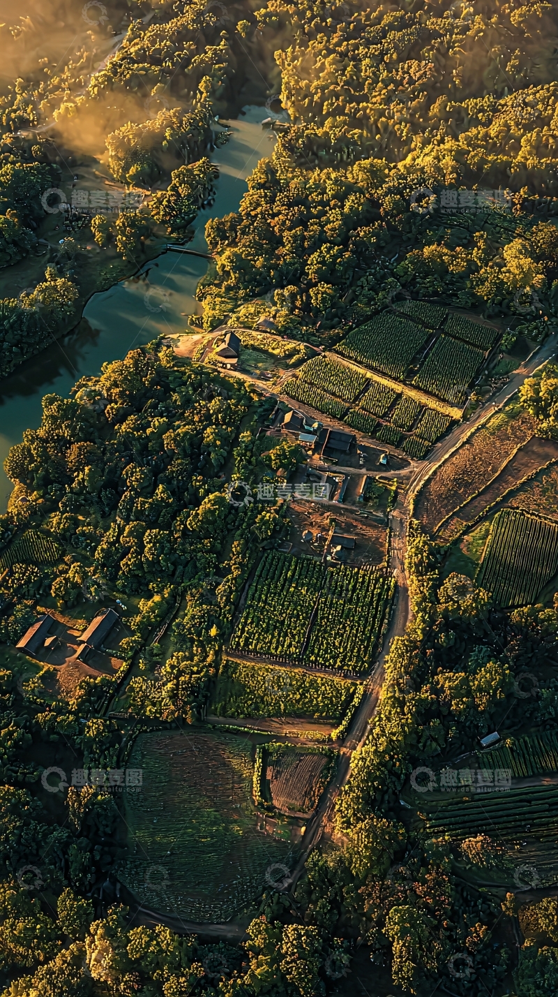 高清大图下载【趣麦麦图】高空俯瞰田园风光