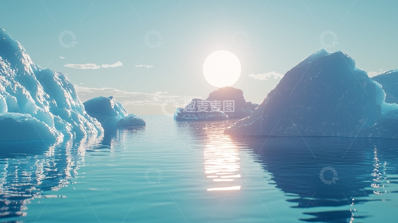 高清大图下载【趣麦麦图】极地冰川日落