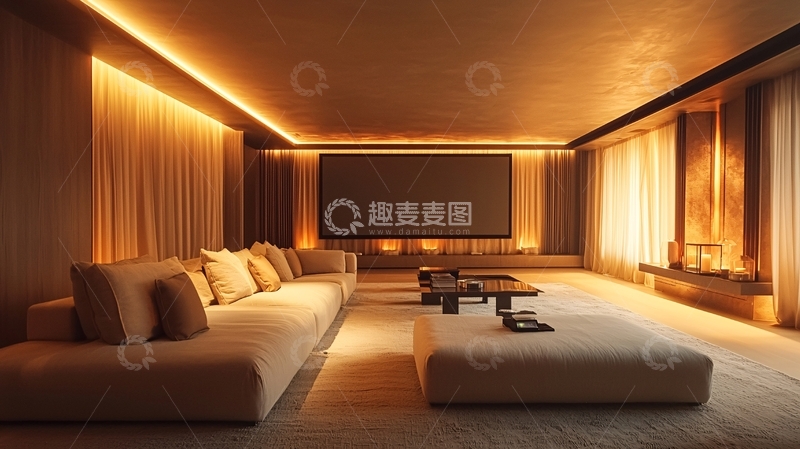 高清大图下载【趣麦麦图】温馨的家庭影院场景