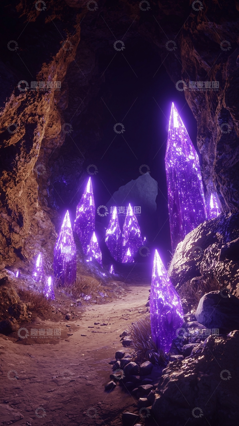 高清大图下载【趣麦麦图】暗紫水晶洞穴