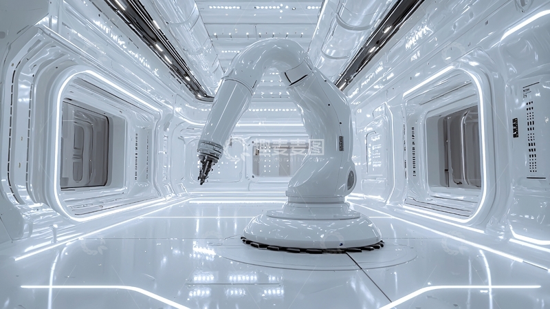 高清大图下载【趣麦麦图】白色机械臂在未来空间