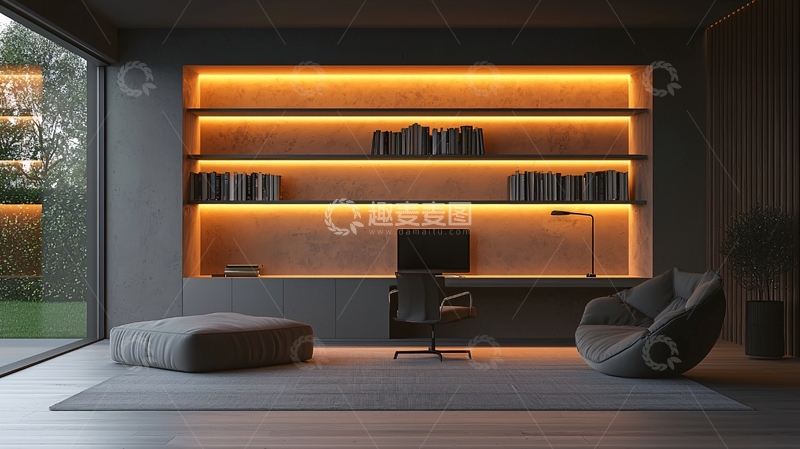 高清大图下载【趣麦麦图】现代简约风书房