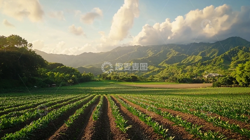 高清大图下载【趣麦麦图】阳光下的绿色田野