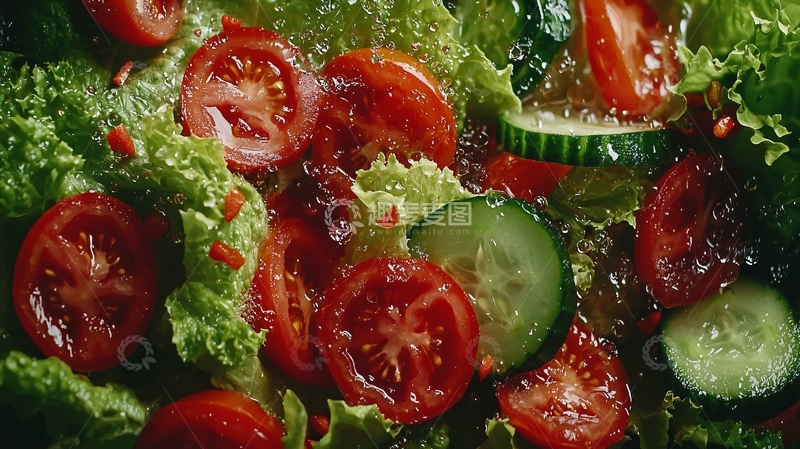 高清大图下载【趣麦麦图】生菜西红柿黄瓜沙拉