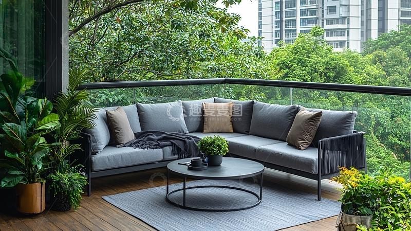 高清大图下载【趣麦麦图】阳台转角沙发休闲区