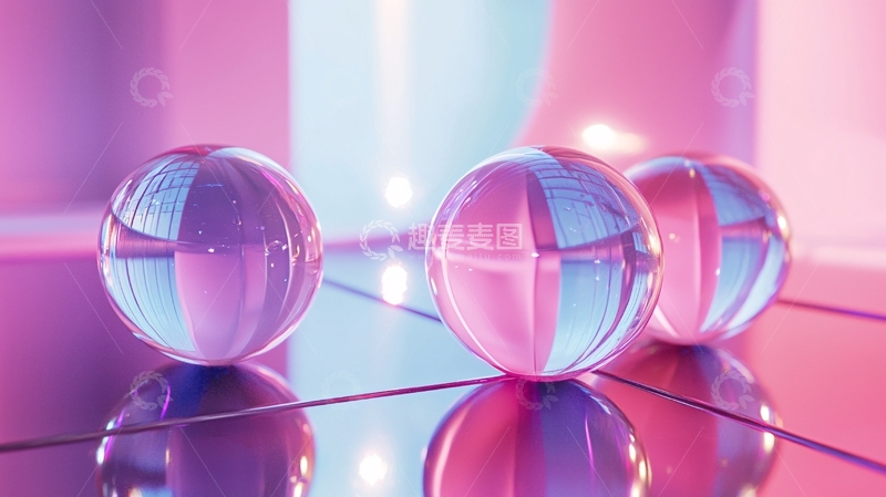 高清大图下载【趣麦麦图】粉色蓝色玻璃球