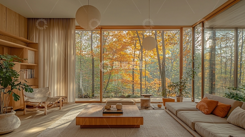 高清大图下载【趣麦麦图】自然光线下的现代起居室