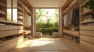 明亮宽敞的步入式衣帽间